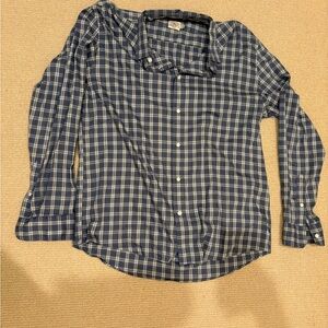 Faherty Navy and White Plaid Shirt